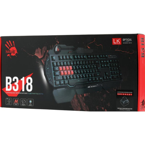 Клавиатура A4Tech Bloody B318 черный USB Multimedia for gamer LED (подставка для запястий) (B318) Клавиатура A4Tech Bloody B318 черный USB Multimedia for gamer LED (подставка для запястий) (B318)
