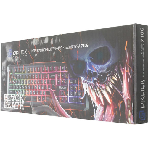 Клавиатура Oklick 710G BLACK DEATH черный/оранжевый USB Multimedia for gamer LED (476393)