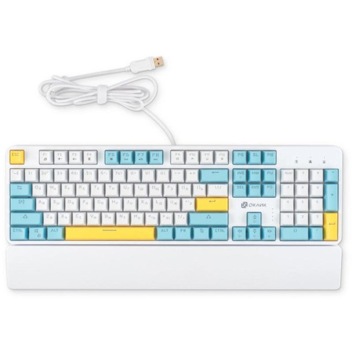 Клавиатура Oklick K951X механическая белый USB Multimedia for gamer LED (подставка для запястий) (1901079)