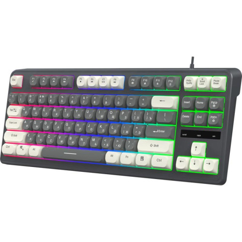 Клавиатура Oklick 711G серый/белый USB Multimedia for gamer LED (1790385)