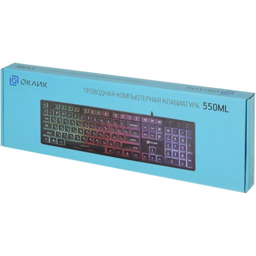 Клавиатура Oklick 550ML черный USB slim Multimedia LED (1061617)