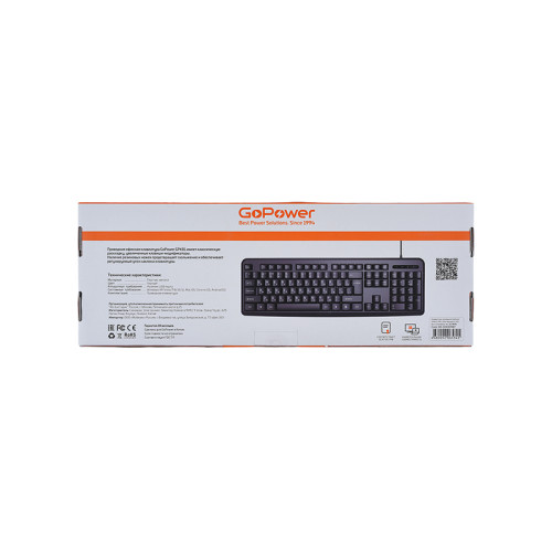 Клавиатура/ Клавиатура проводная GoPower GPK01 классическая USB 1.35м черный (1/20)