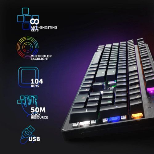 Клавиатура Oklick 970G Dark Knight механическая черный/серебристый USB for gamer LED