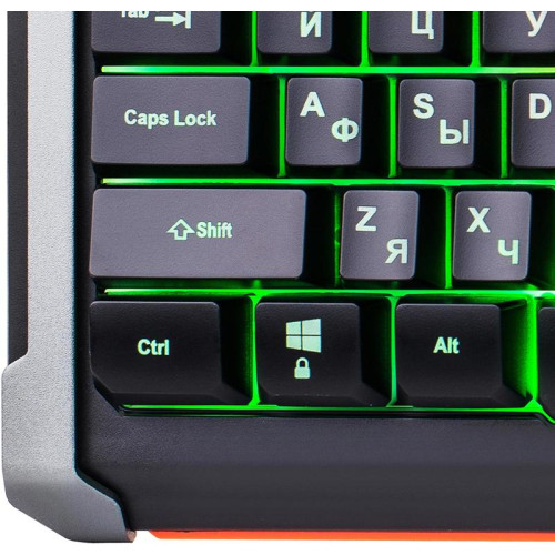 Клавиатура Oklick 717G BLACK DEATH черный/оранжевый USB Multimedia for gamer LED (476395)
