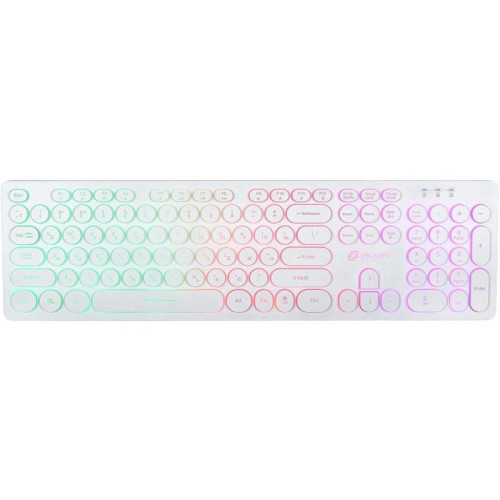 Клавиатура Oklick 420MRL белый USB slim Multimedia LED