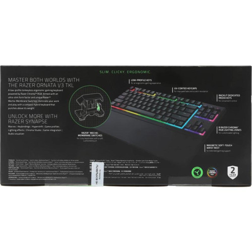 Клавиатура Razer Ornata V3 Tenkeyless механическая черный USB Multimedia for gamer LED (подставка для запястий) (RZ03-04880100-R3M1)