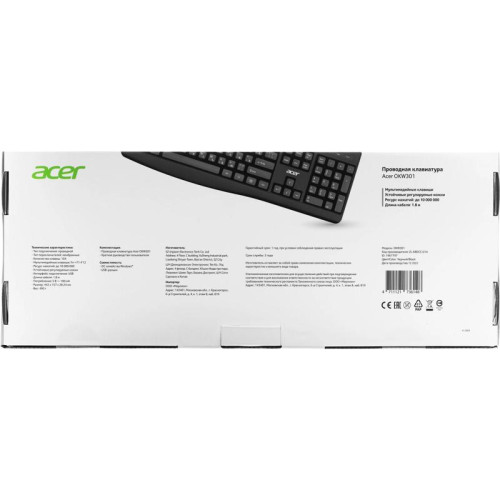 Клавиатура Acer OKW301 черный USB Multimedia для ноутбука (ZL.KBDCC.01A)