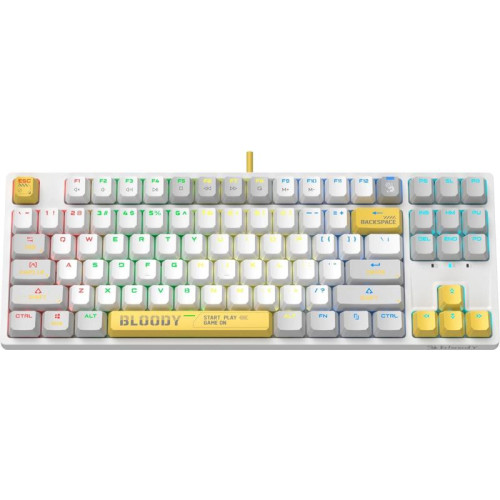 Клавиатура A4Tech Bloody S87 Energy механическая белый/желтый USB for gamer LED (S87 USB ENERGY WHITE)