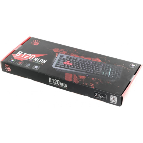 Клавиатура A4Tech Bloody B120N черный USB Multimedia for gamer LED (подставка для запястий) (B120N)