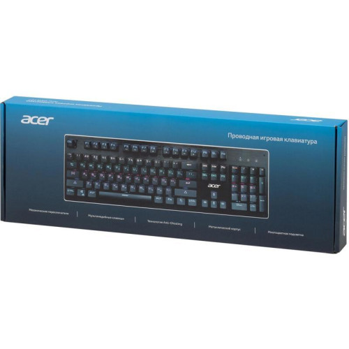 Клавиатура Acer OKW127 механическая черный USB Multimedia for gamer LED (ZL.KBDEE.00H)