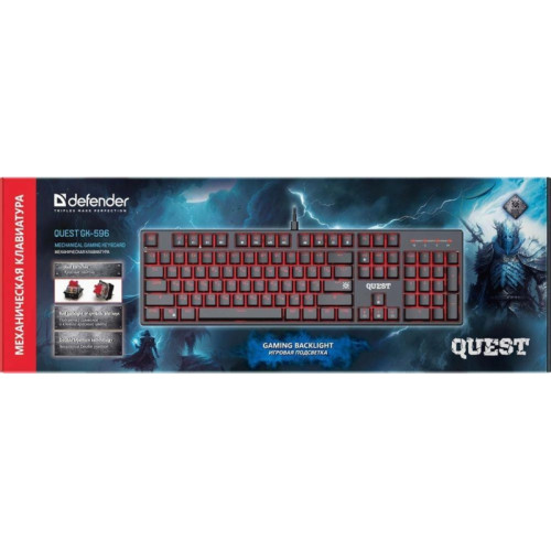 Клавиатура DEFENDER MECHANICAL QUEST GK-596 RU 45596 BLK