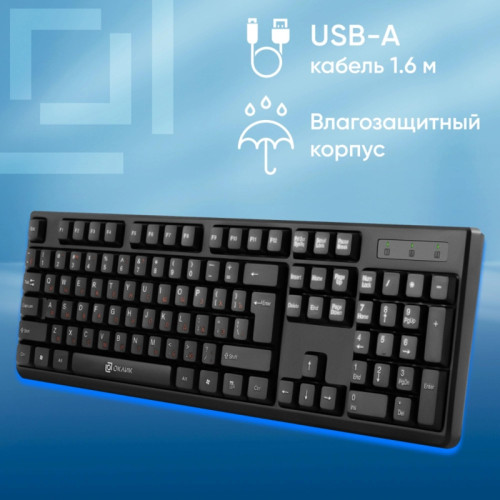 Клавиатура Oklick 100M HW3 черный USB (654570)