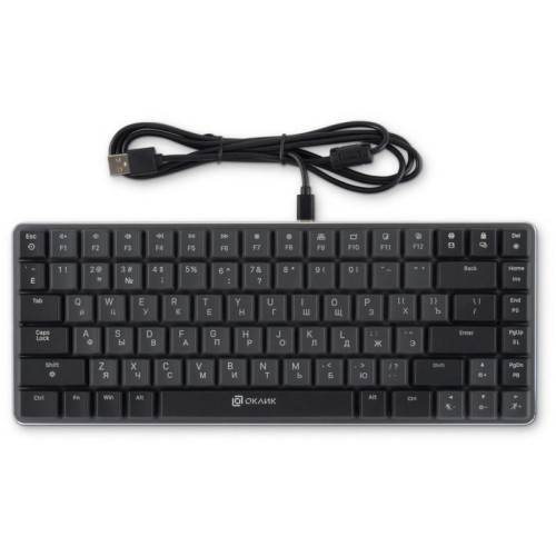 Клавиатура Oklick K615X механическая серый/серебристый USB slim Multimedia for gamer LED (1934413)