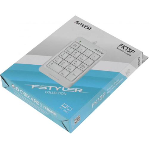 Числовой блок A4Tech Fstyler FK13P белый USB slim для ноутбука (FK13P WHITE)