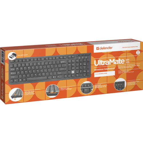 Defender Беспроводная клавиатура UltraMate SM-535 RU,черный,мультимедиа Defender Беспроводная клавиатура UltraMate SM-535 RU,черный,мультимедиа