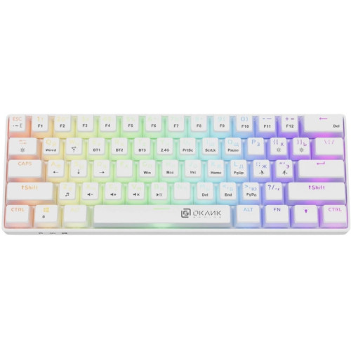 Клавиатура Oklick K763W механическая белый USB беспроводная BT/Radio Multimedia for gamer LED (1920562)