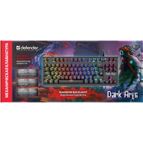 Defender Механическая клавиатура Dark Arts GK-375 RU,Rainbow,87 клавиш Defender Механическая клавиатура Dark Arts GK-375 RU,Rainbow,87 клавиш