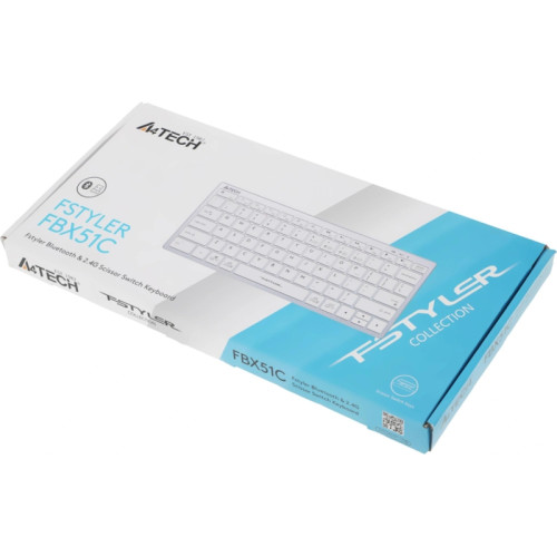 Клавиатура A4Tech Fstyler FBX51C белый USB беспроводная BT/Radio slim Multimedia для ноутбука (FBX51C WHITE)