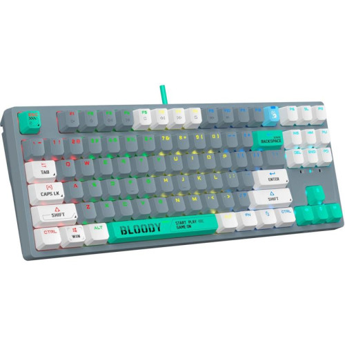 Клавиатура A4Tech Bloody S87 Energy механическая серый/зеленый USB for gamer LED (S87 USB ENERGY ASH)