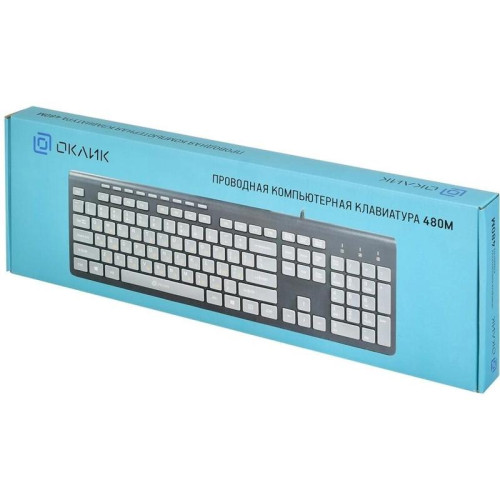 Клавиатура Oklick 480M черный/серый USB slim Multimedia (1067199)