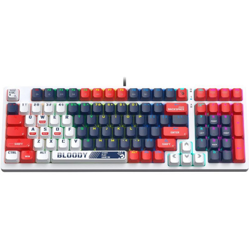 Клавиатура A4Tech Bloody S98 Sports Navy BLMS Plus механическая синий/белый USB for gamer LED (S98 SPORTS NAVY BLMS RED PLUS)