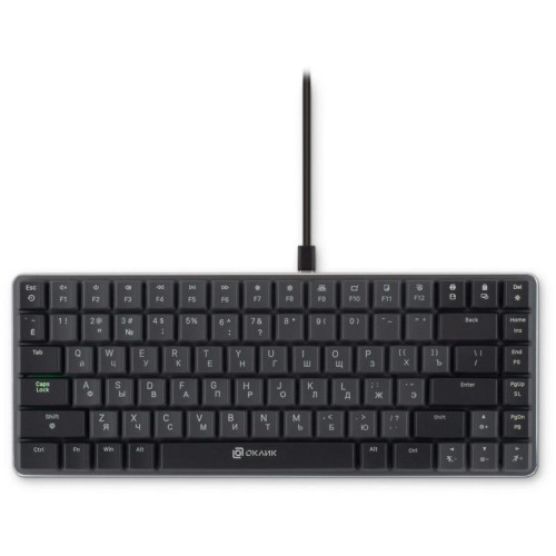 Клавиатура Oklick K615X механическая серый/серебристый USB slim Multimedia for gamer LED (1934413)