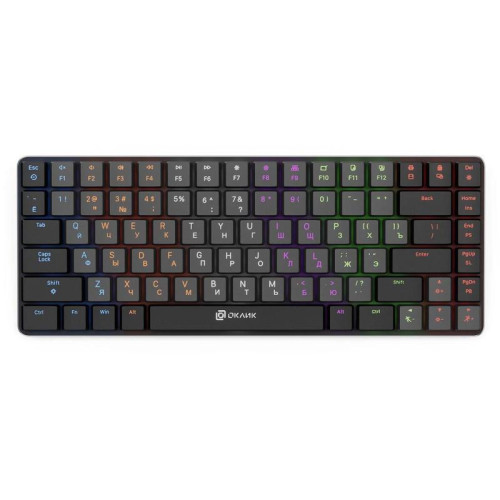 Клавиатура Oklick K615X механическая серый/серебристый USB slim Multimedia for gamer LED (1934413)