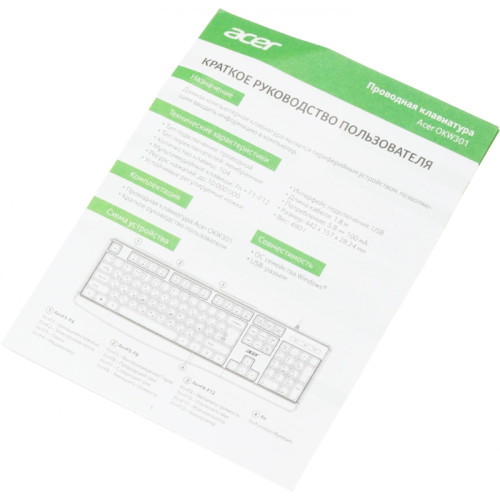 Клавиатура Acer OKW301 черный USB Multimedia для ноутбука (ZL.KBDCC.01A)
