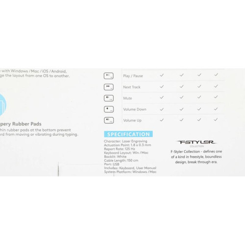 Клавиатура A4Tech Fstyler FX60 серый USB slim LED (FX60 GREY / WHITE)