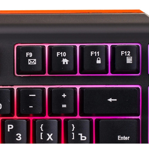 Клавиатура Oklick 710G BLACK DEATH черный/оранжевый USB Multimedia for gamer LED (476393)