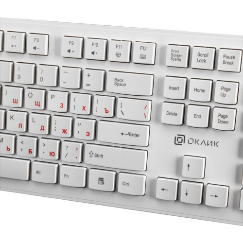 Клавиатура Oklick 505M белый USB slim