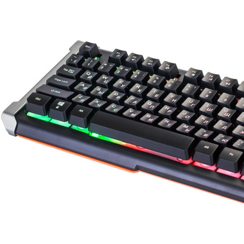 Клавиатура Oklick 717G BLACK DEATH черный/оранжевый USB Multimedia for gamer LED (476395)