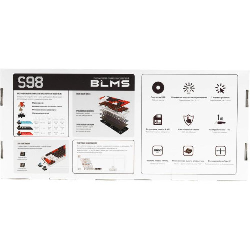 Клавиатура A4Tech Bloody S98 механическая синий/белый USB for gamer LED (SPORTS NAVY)