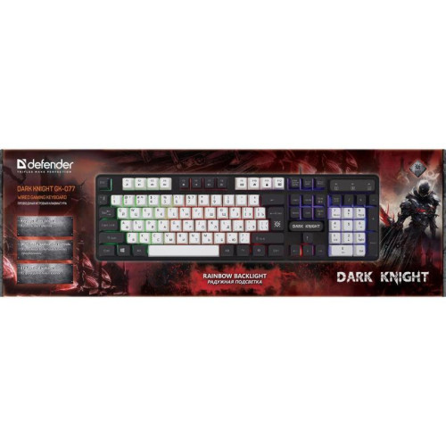 Клавиатура DEFENDER DARK KNIGHT GK-077 RU WH/BL 45078
