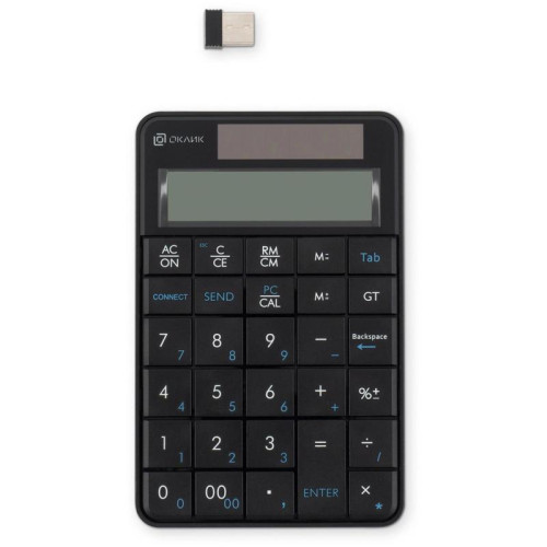 Числовой блок Oklick K604W черный USB беспроводная slim для ноутбука (1979325)