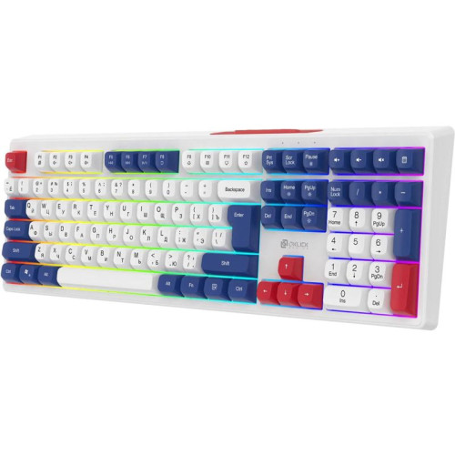 Клавиатура Oklick 725G белый/красный USB Multimedia for gamer LED (2070294)