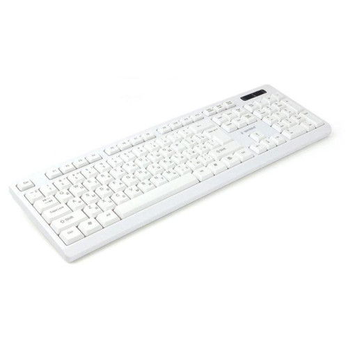 Клавиатура проводная Gembird KB-8355U, мембранная, 104 клавиш, лазер. гравировка, кабель 1.85м,белая