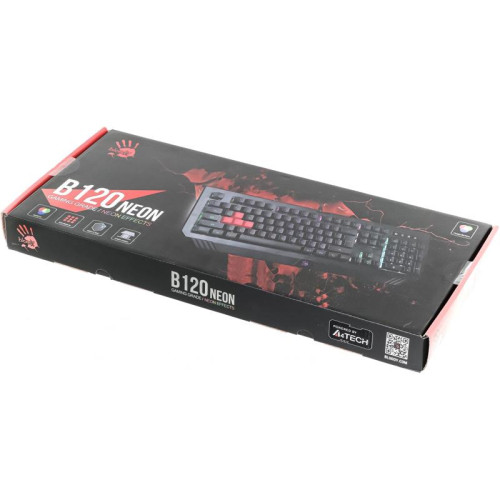 Клавиатура A4Tech Bloody B120N черный USB Multimedia for gamer LED (подставка для запястий) (B120N)