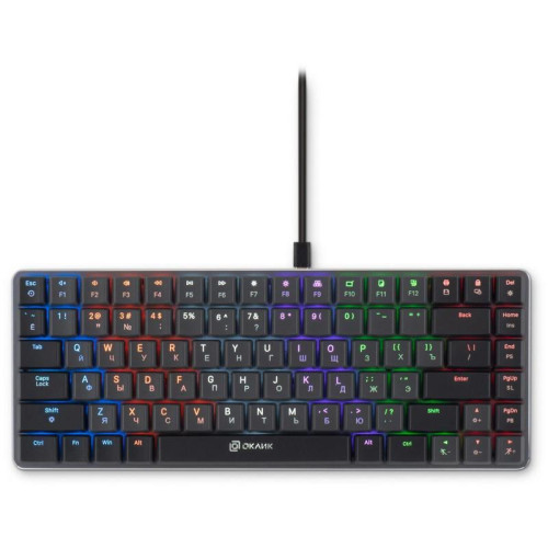 Клавиатура Oklick K615X механическая серый/серебристый USB slim Multimedia for gamer LED (1934413)