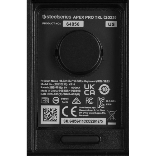 Клавиатура Steelseries Apex Pro TKL (2023) механическая черный USB for gamer LED (подставка для запястий) (64856)