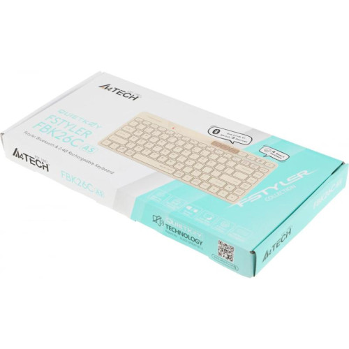 Клавиатура A4Tech Fstyler FBK26C AS бежевый USB беспроводная BT/Radio slim Multimedia (FBK26C AS)