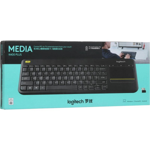 Клавиатура Logitech K400 Plus черный USB беспроводная (920-007173)