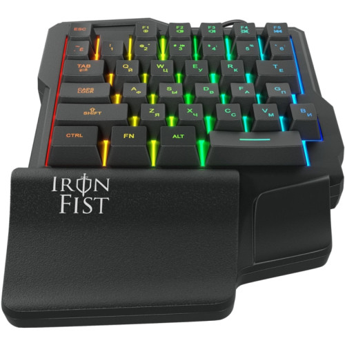 Игровой блок Oklick 701G IRON FIST черный USB for gamer LED (подставка для запястий) (1196590)
