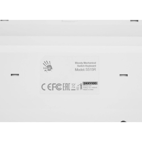 Клавиатура A4Tech Bloody S515R механическая белый USB for gamer LED (подставка для запястий) (S515R ICY WHITE)