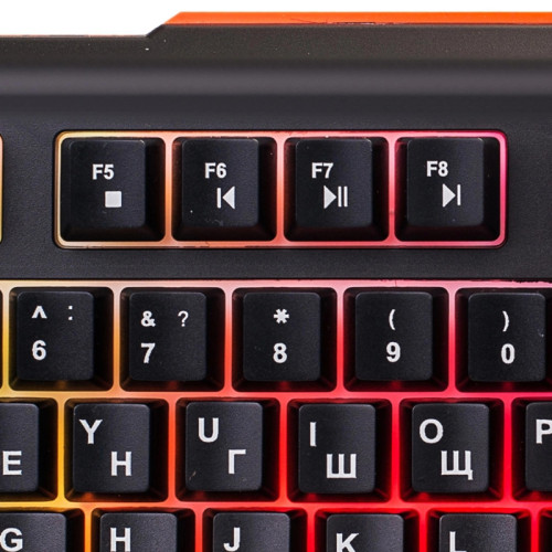 Клавиатура Oklick 710G BLACK DEATH черный/оранжевый USB Multimedia for gamer LED (476393)