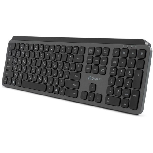 Клавиатура Oklick K859W серый/черный USB беспроводная slim Multimedia (2002136)