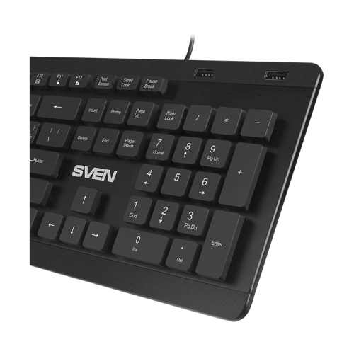 Клавиатура SVEN KB-E5700H чёрная(104кл, USB-Hub*2, Slim, 12Fn,  островной тип кл.)