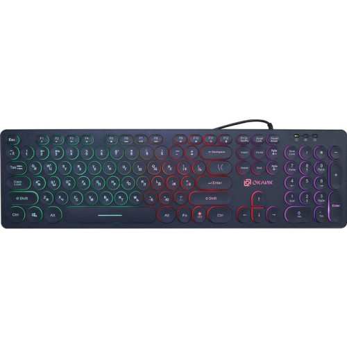 Клавиатура Oklick 420MRL черный USB slim Multimedia LED