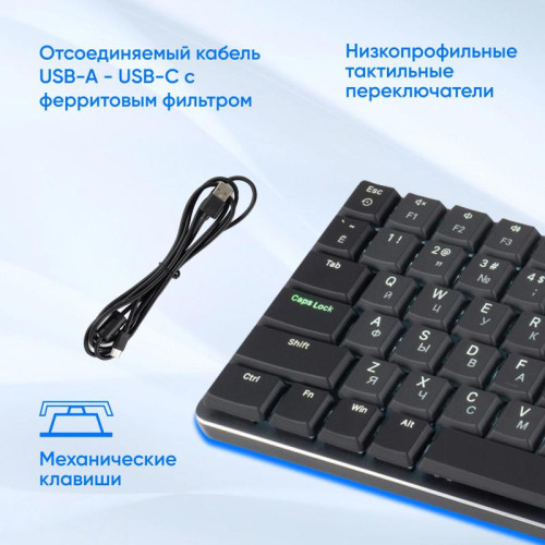 Клавиатура Oklick K953X механическая черный/серый USB Multimedia LED (1901086)