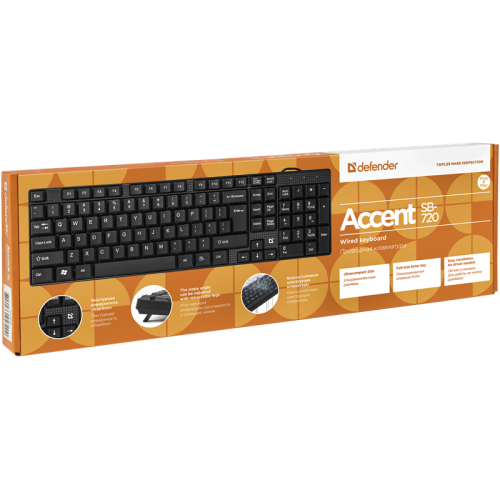 Defender Проводная клавиатура Accent SB-720 RU,черный,компактная USB Defender Проводная клавиатура Accent SB-720 RU,черный,компактная USB